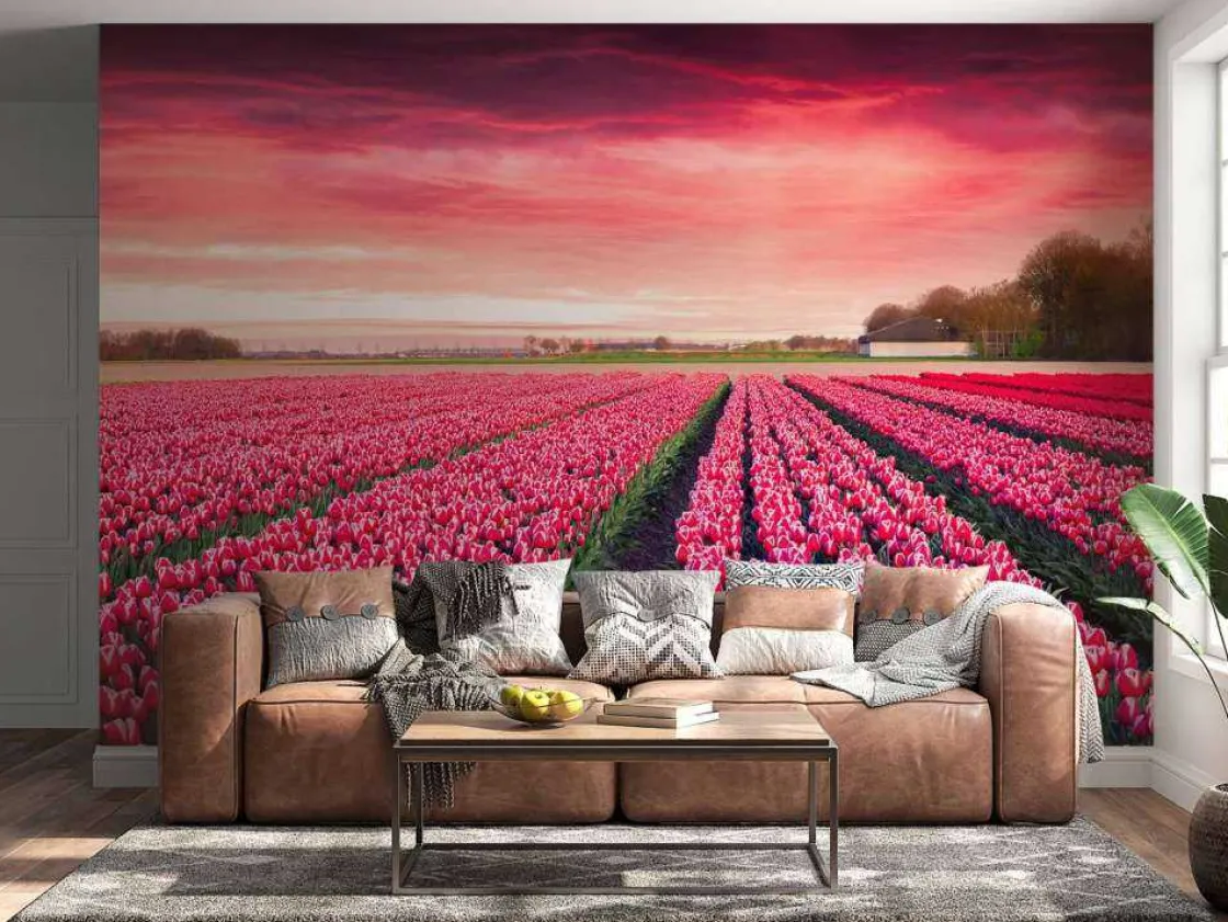 roze_tulpenveld_met_dynam_2.webp Discount Roze tulpenveld met dynamische kleuren fotobehang Steden | Architectuur