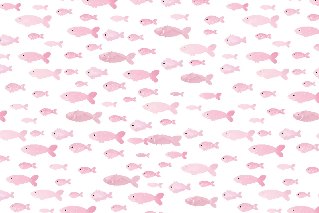 roze_visjes_print_fotobeh_0.webp Clearance Roze visjes print fotobehang Kinderkamer | Babykamer