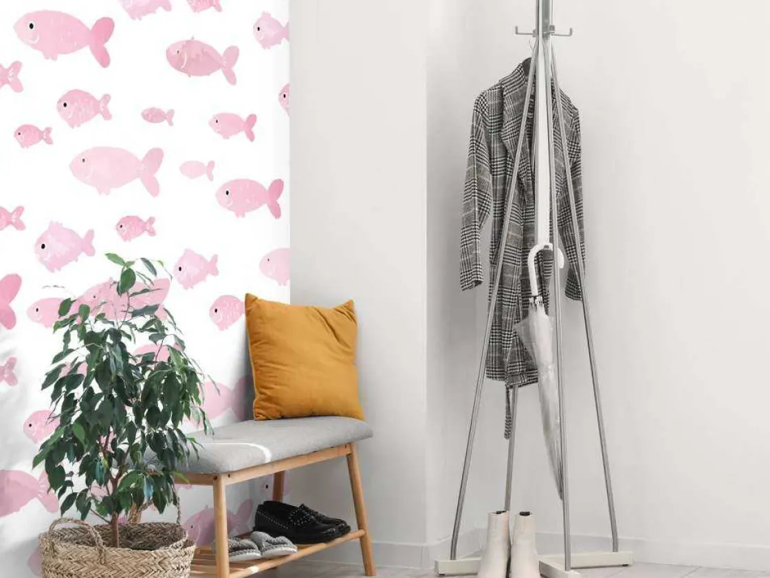 roze_visjes_print_fotobeh_4.webp Clearance Roze visjes print fotobehang Kinderkamer | Babykamer