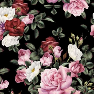 Online Rozen print met donkere achtergrond fotobehang Tienerkamer | Bloemen
