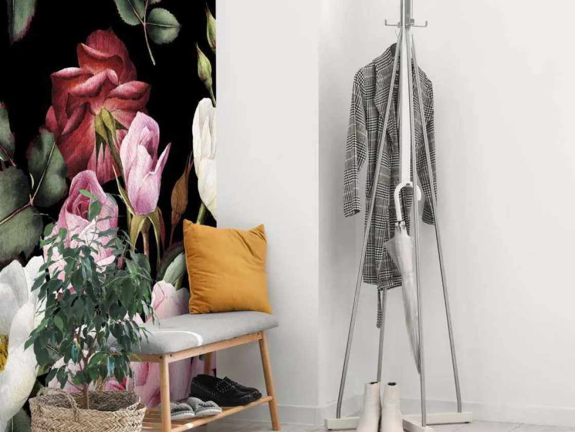 rozen_print_met_donkere_a_4.webp Online Rozen print met donkere achtergrond fotobehang Tienerkamer | Bloemen