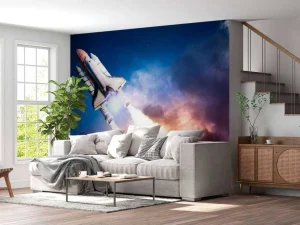 Online Ruimteschip stijgt op fotobehang Tienerkamer