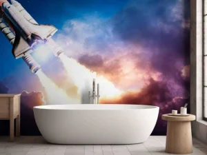 Online Ruimteschip stijgt op fotobehang Tienerkamer
