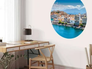 Online Rustgevende baai op Kreta fotobehang Architectuur