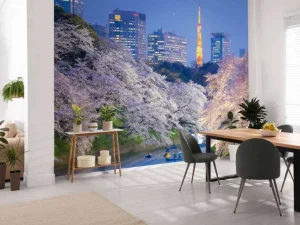 Sale Sakura kersenbloesem met de Tokyo Tower op de achtergrond fotobehang Architectuur