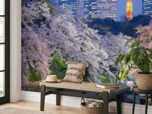 Sale Sakura kersenbloesem met de Tokyo Tower op de achtergrond fotobehang Architectuur