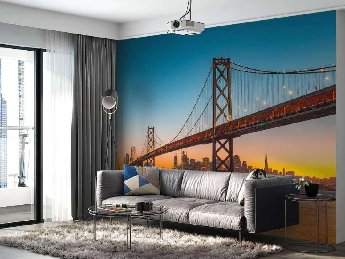 san_franciscooakland_bay__2.webp Online San Francisco-Oakland Bay Bridge in de avond fotobehang Architectuur