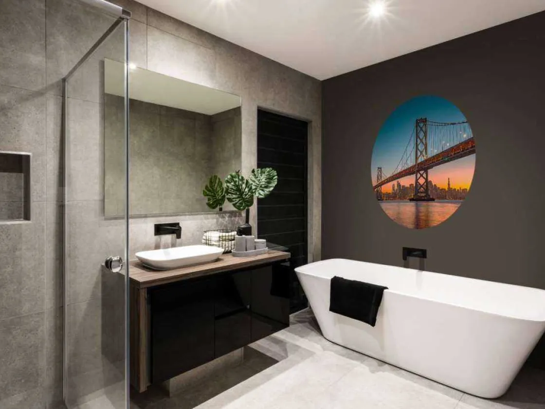 san_franciscooakland_bay__6.webp Online San Francisco-Oakland Bay Bridge in de avond fotobehang Architectuur