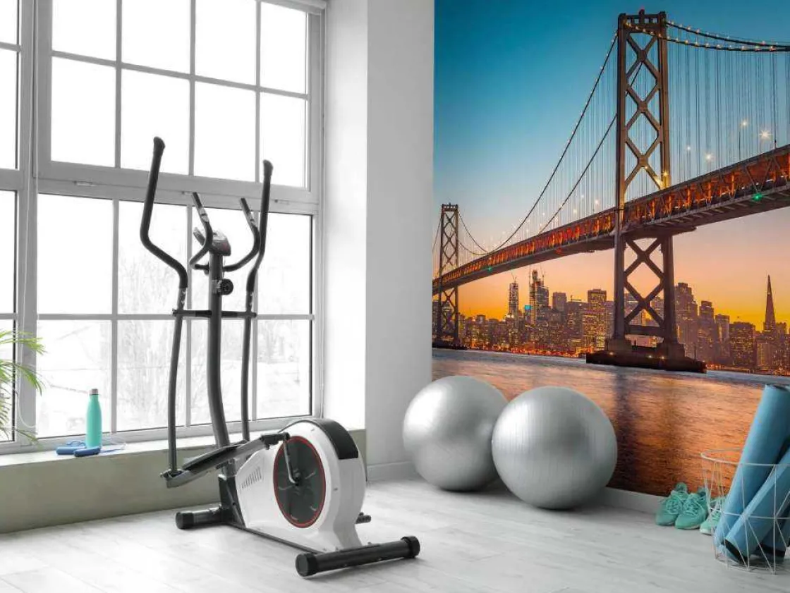 san_franciscooakland_bay__7.webp Online San Francisco-Oakland Bay Bridge in de avond fotobehang Architectuur