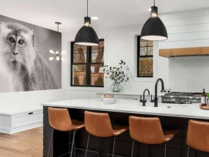 Outlet Schattig aapje in zwart-wit fotobehang Hobbykamer | Dieren