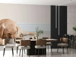 Outlet Schattige labrador is aan het eten fotobehang Dieren