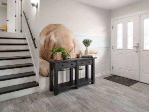 Outlet Schattige labrador is aan het eten fotobehang Dieren