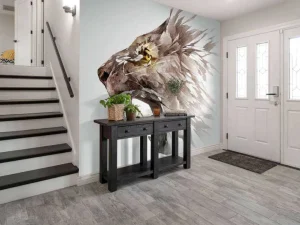 Outlet Schets van een boze leeuw fotobehang Tienerkamer | Gang