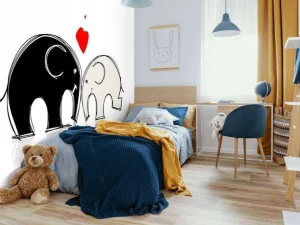 New Schets van verliefde olifanten fotobehang Babykamer