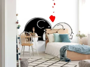 New Schets van verliefde olifanten fotobehang Babykamer
