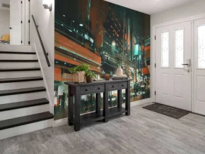 New Schilderij van een drukke stad fotobehang Tienerkamer | Architectuur