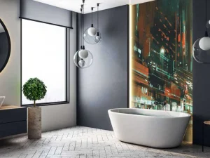 New Schilderij van een drukke stad fotobehang Tienerkamer | Architectuur
