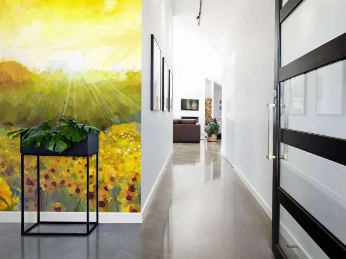 schilderij_van_een_zonneb_4.webp Hot Schilderij van een zonnebloemen landschap fotobehang Bloemen