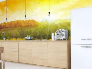 Hot Schilderij van een zonnebloemen landschap fotobehang Bloemen