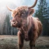 Discount Schotse Hooglander in de ochtend fotobehang Dieren