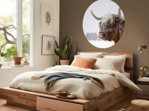 Fashion Schotse Hooglander in de sneeuw fotobehang Dieren