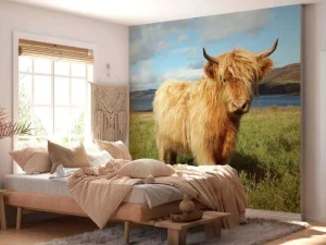 New Schotse Hooglander in de natuur fotobehang Dieren