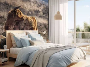 Hot Schotse hooglander in het wild fotobehang Dieren