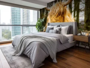 Best Schotse Hooglander met Bomen op achtergrond fotobehang Dieren
