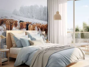 Discount Schotse Hooglanders in een winterlandschap fotobehang Gang
