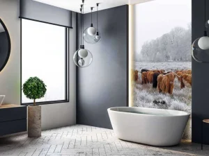 Discount Schotse Hooglanders in een winterlandschap fotobehang Gang