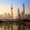 Sale Shanghai bij zonsopkomst fotobehang Architectuur