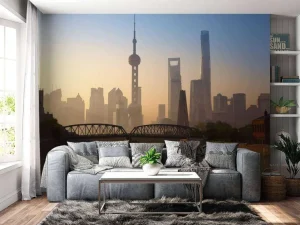 Sale Shanghai bij zonsopkomst fotobehang Architectuur