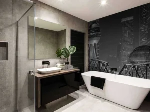 Online Shanghai in de nacht fotobehang Architectuur