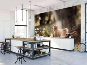 Best Shiba Inu in het bos fotobehang Tienerkamer | Dieren