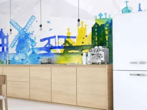 Hot Silhouet overlay van Amsterdam fotobehang Steden | Architectuur