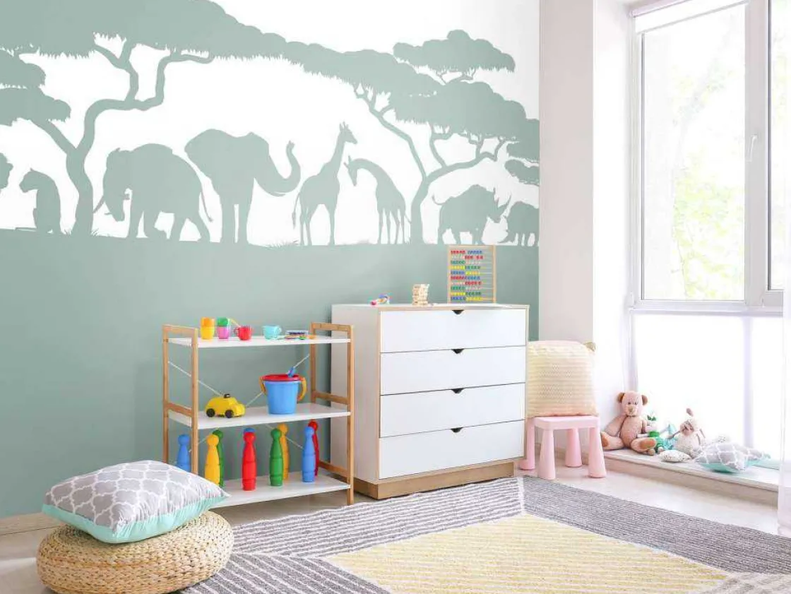 silhouette_safaridieren_l_10.webp Sale Silhouette safaridieren, lichtgroen Kinderkamer
