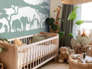 Sale Silhouette safaridieren, lichtgroen Kinderkamer