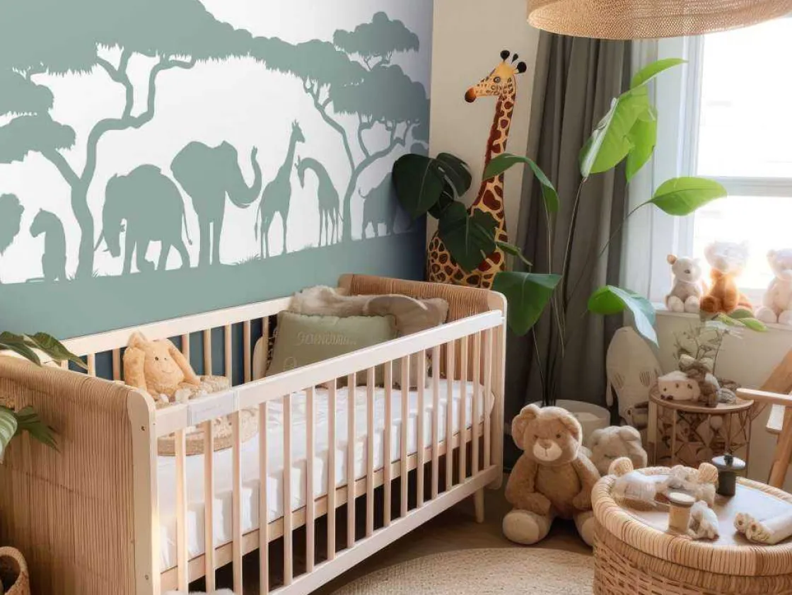 silhouette_safaridieren_l_11.webp Sale Silhouette safaridieren, lichtgroen Kinderkamer