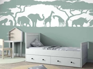 Sale Silhouette safaridieren, lichtgroen Kinderkamer