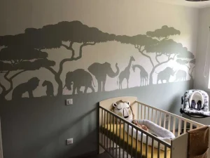 Sale Silhouette safaridieren, lichtgroen Kinderkamer