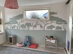 Sale Silhouette safaridieren, lichtgroen Kinderkamer