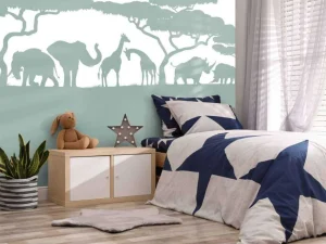 Sale Silhouette safaridieren, lichtgroen Kinderkamer