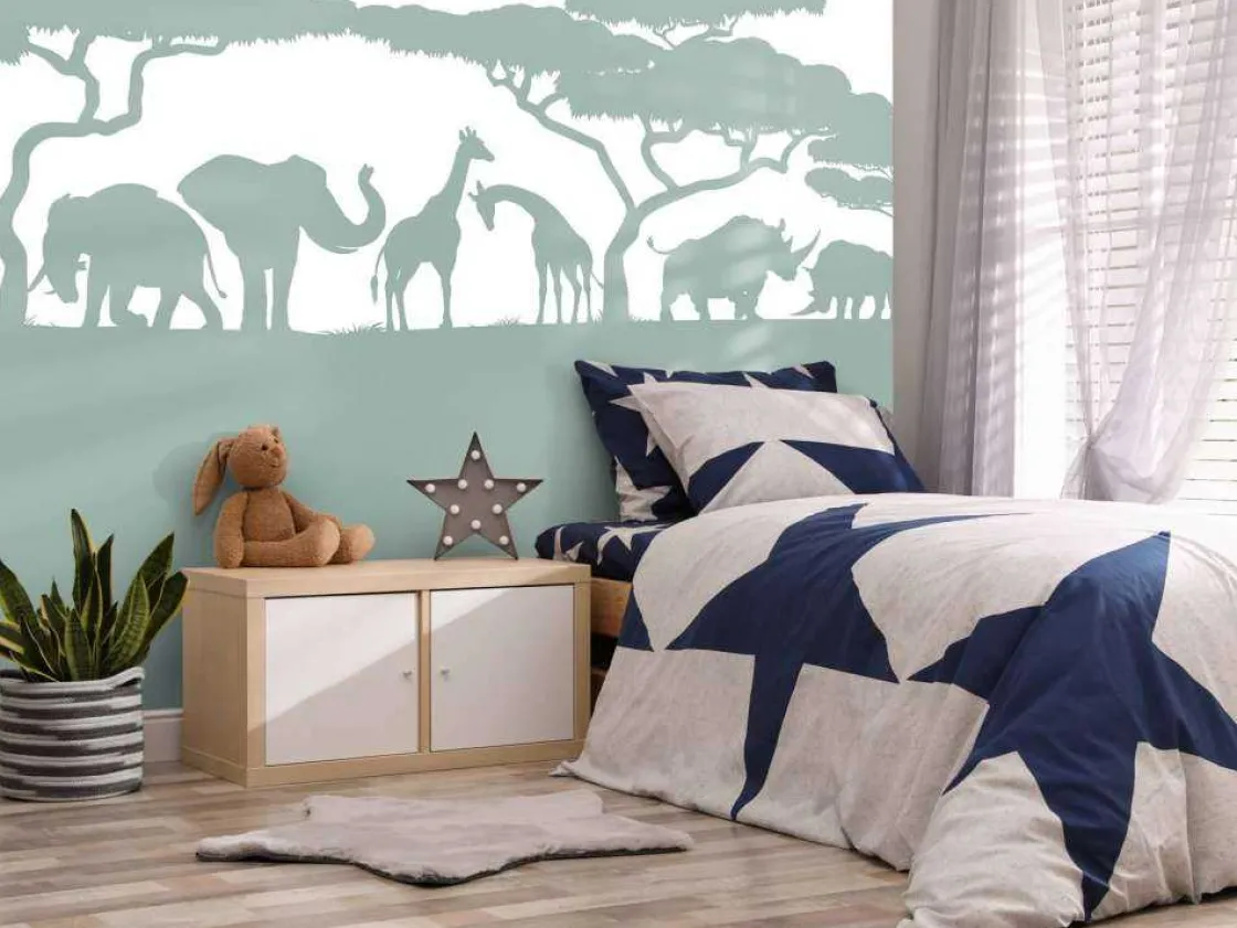 silhouette_safaridieren_l_9.webp Sale Silhouette safaridieren, lichtgroen Kinderkamer