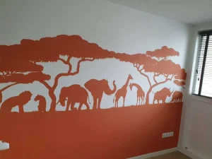 Sale Silhouette safaridieren, roestkleur Kinderkamer
