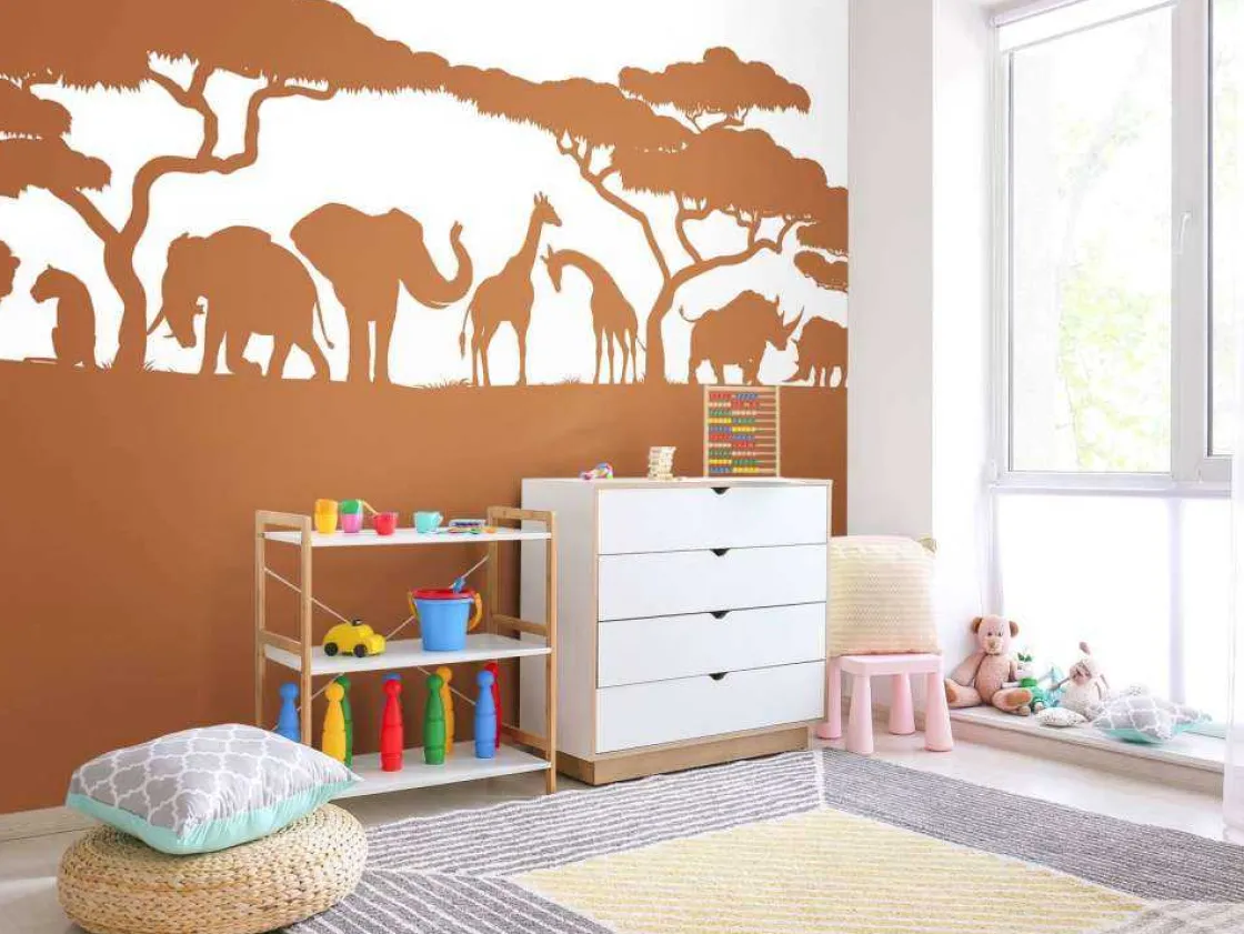 silhouette_safaridieren_r_5.webp Sale Silhouette safaridieren, roestkleur Kinderkamer