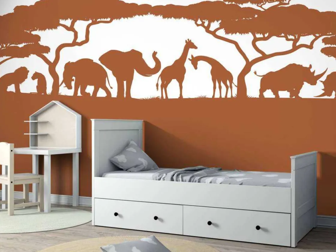 silhouette_safaridieren_r_6.webp Sale Silhouette safaridieren, roestkleur Kinderkamer