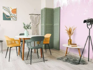 Outlet Silhouetten palmbladeren, roze Kinderkamer