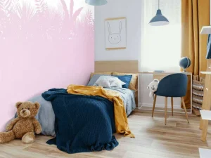 Outlet Silhouetten palmbladeren, roze Kinderkamer