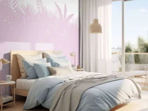 Outlet Silhouetten palmbladeren, roze Kinderkamer