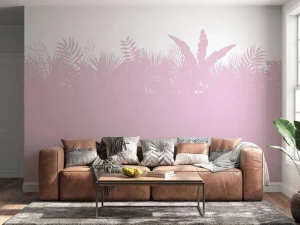 Outlet Silhouetten palmbladeren, roze Kinderkamer